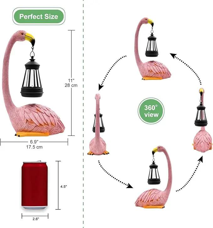 Solar Flamingo Statues for Garden Decor: Outdoor Figurines Sculpture with Lantern for Lawn Patio Yard Balcony - Gifts for Mom Grandma by GreenHaven Gardens