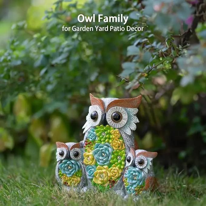 Solar Garden Statue Lights Owl Figurine with LED Lights, Outdoor Garden Succulent Ornaments Waterproof Decoration for Outside Patio Yard Lawn Decor by GreenHaven Gardens