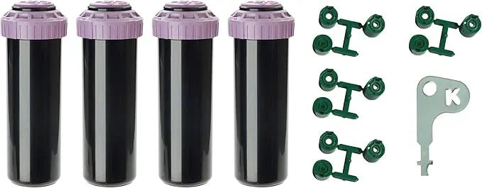 K Rain ProPlus 3/4" Reclaimed Water (RCW) Gear Drive Rotor Sprinkler 4 1/2" Pop-Up | 22' - 50' Spray Distance, 40° - 360° Arc Spray Pattern with Full-Circle | Includes Install Kit (4 Pack) by GreenHaven Gardens