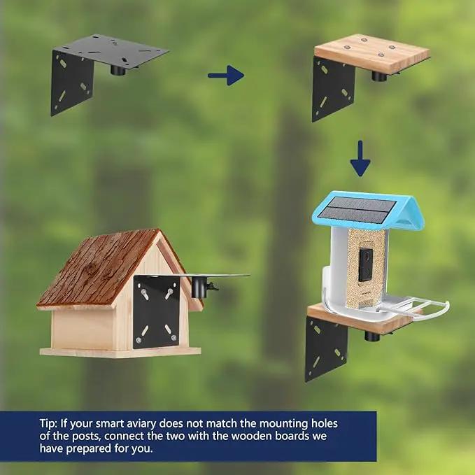 Smart Bird Feeder Pole - (32-92 Inch) Adjustable Bird House Pole Compatible with BirdBuddy, Outdoors Weather Station and Variety of Smart Birdhouse Styles, Heavy Duty Bird Feeder Stand Mount Kit by GreenHaven Gardens