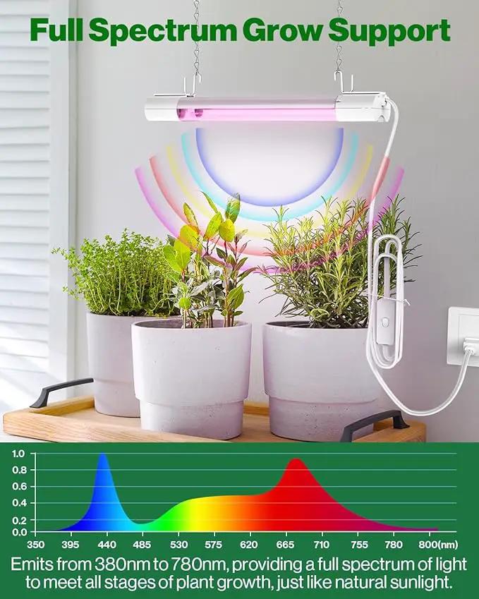 Sunco 1ft Grow Light LED, 10W, Full Spectrum, for Seed Starting, Seedling, Indoor Plants, Plug in Suspended Fixture, Link Up to 16, Inline Switch, ETL 2 Pack by GreenHaven Gardens