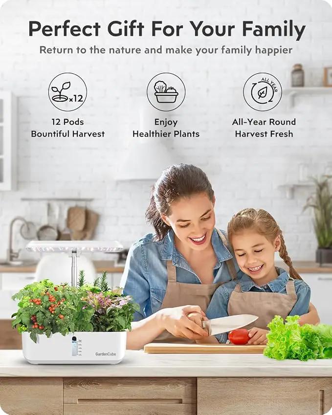 Hydroponics Growing System Garden: 12 Pods Indoor Herb Garden with Grow Light Plants Germination Kit Quiet Automatic Hydroponic Height Adjustable - Gardening Gifts for Women by GreenHaven Gardens