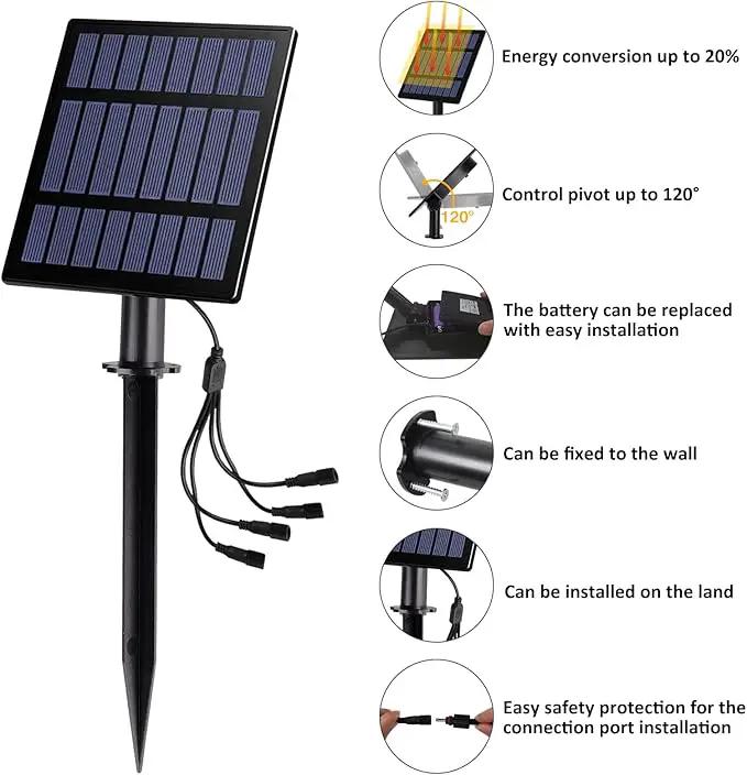 T-SUN Solar Spotlights, 4-in-1 Solar Landscape Spot Lights Outdoor Waterproof Auto ON/Off 5W Separate Solar Panel LED Lights, Solar Lights for Garden, Yard, Driveway, Pool Area(Warm White-3000K) by GreenHaven Gardens