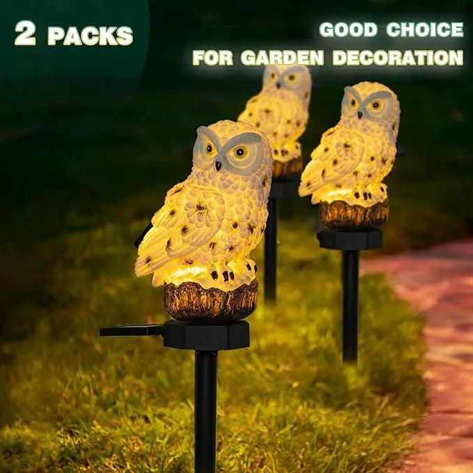 Dazzle Bright 2 Pack Owl Figure Solar LED Lights, Resin Garden Waterproof Decorations with Stake for Outdoor Yard Pathway Outside Patio Lawn Decor to Scare Birds Away, Gifts for Women, Owl Lovers by GreenHaven Gardens