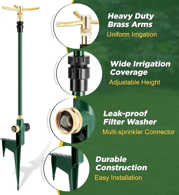 3-Arm Garden Sprinkler,360 Degree Rotating Lawn Sprinklers with Adjustable Tripod Base,Yard Sprinkler for Large Area Coverage,Hose Attachment Water Sprayer for Lawn,Garden,Animal Deterrent by GreenHaven Gardens