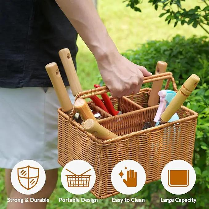SOLIGT Gardening Hand Tools with Basket – Garden Tool Set with Pruning Shears, Cultivator, Gloves – Heavy-Duty Stainless Steel Gardening Tools with Wood Handle – Gardening Gifts for Women Men by GreenHaven Gardens