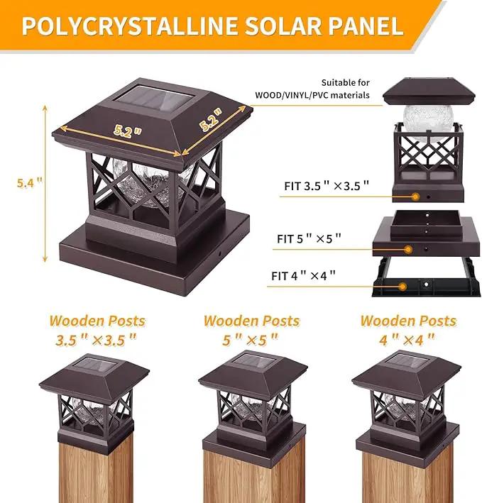 TWINSLUXES Fence Post Cap Light, LED Solar Lights for Deck Posts, Solar Post Caps Light Outdoor for 3.5x3.5/4x4/5x5 Posts, Wood or Vinyl Fence Deck Post, Warm Light (Brown) by GreenHaven Gardens