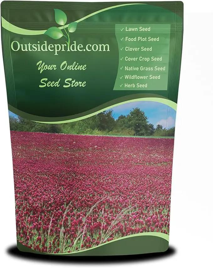Outsidepride Crimson Clover Seeds - 40 lbs. Annual, Nitrocoated, & Inoculated Ground Cover Seeds, Ideal Clover Seed for Lawn, Cover Crop, Pasture, Hay, Green Manure & Wildlife Forage by GreenHaven Gardens