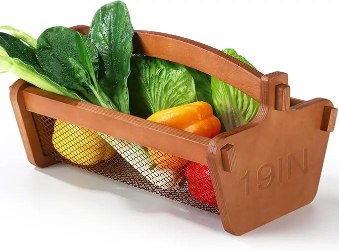 Garden Harvest Basket Mesh Storage with Handle Versatile Gardening Fruits Vegetables Gathering Basket Garden Supply Gardener Gift Spring for Washing Holding(Brown,19in) by GreenHaven Gardens