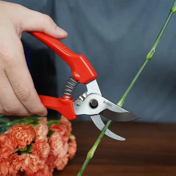 BUGUI Pruning Shears Garden Shears - Premium Alloy Steel Bypass Pruner, Precision-ground Blades, Heavy Duty Gardening Tools, 7" (H201) by GreenHaven Gardens