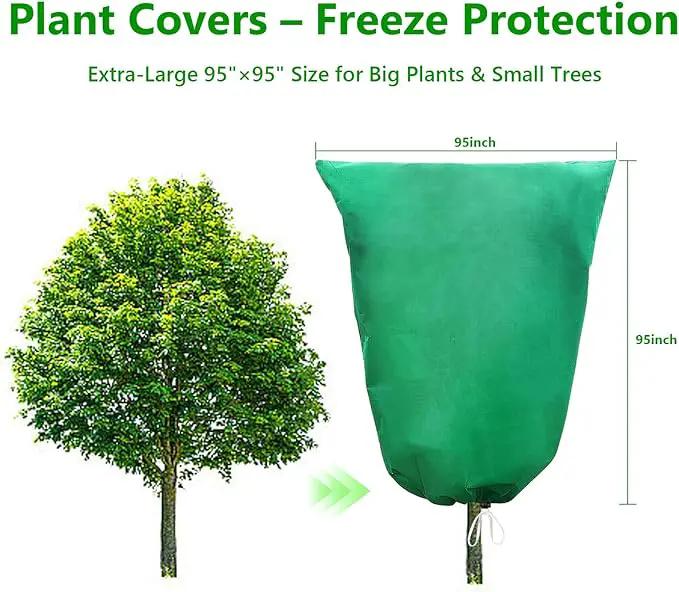 Plant Covers Freeze Protection – 2 Pack 95"x95" Extra Large Frost Blankets for Outdoor Plants, 2.4oz Heavy-Duty Tree Covers with Zipper & Drawstring – Reusable Winter Plant Freeze Cloth by GreenHaven Gardens