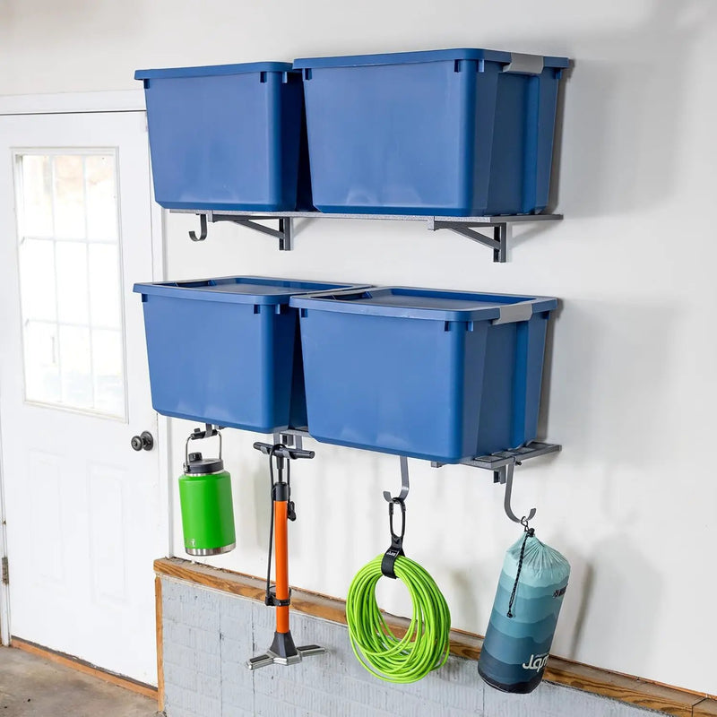 StoreYourBoard 2-Pack Heavy Duty Wall Shelves – Wall-Mounted Garage Storage Shelving and Organization for Sheds, Closets, or Utility Rooms – Holds 200 lbs, 1ft x 4ft, Hammered Gray by GreenHaven Gardens