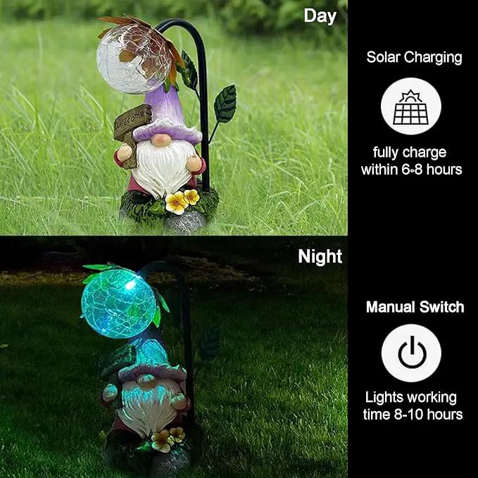 Garden Gnomes Outdoor Statue with Solar Lights Welcome Gnome Home Garden Decor Mom Gifts for Yard Patio Home Garden by GreenHaven Gardens
