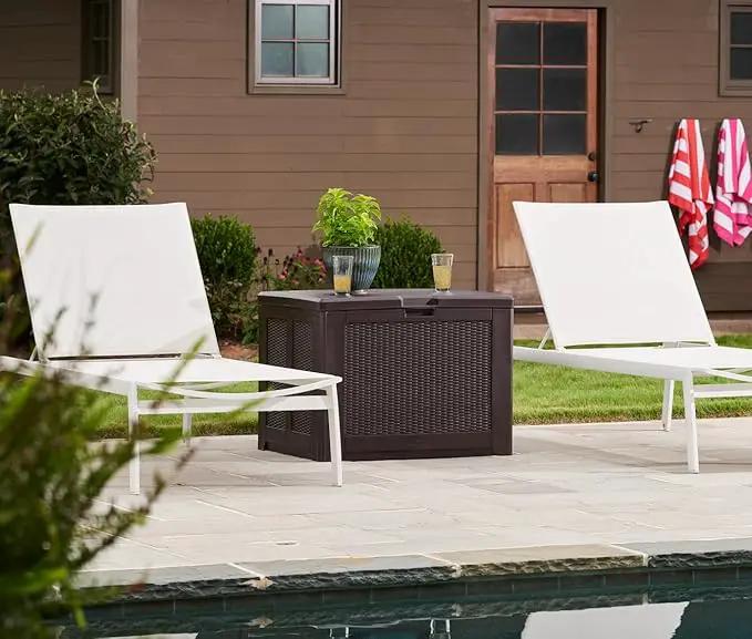 Rubbermaid Medium Resin Outdoor Storage Deck Box (74 Gal) Weather Resistant Brown Deck Organization for Home/Backyard/Pool Chemicals/Toys/Garden Tools/Porch/Patio Cushions by GreenHaven Gardens