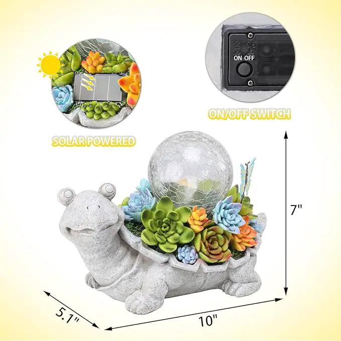 Afirst Solar Garden Turtle Statues with Succulent Outdoor Resin Figurine Solar Lights Decorations,Tortoise Statue for Lawn, Patio, Balcony, Yard Ornament by GreenHaven Gardens