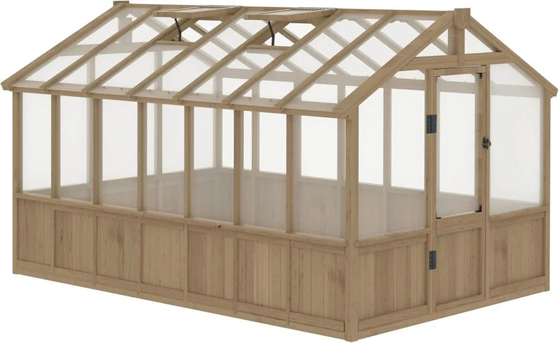 MUPATER 8 x 14FT Walk-in Wooden Greenhouse for Outdoor, Heavy Duty Green House Kit with Ventilated Window & Lockable Door, Greenhouse for Outside Garden, Backyard, Patio, Lawn by GreenHaven Gardens