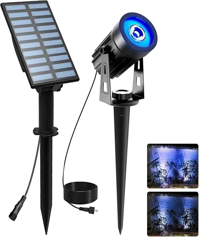 T-SUNUS Solar Spot Lights Blue - Outdoor Wall Lights with 9.8ft Cable, IP65 Waterproof, Separated Solar Panel for Yard, Driveway, Pathway, Pool, Tree, Patio Landscaping by GreenHaven Gardens