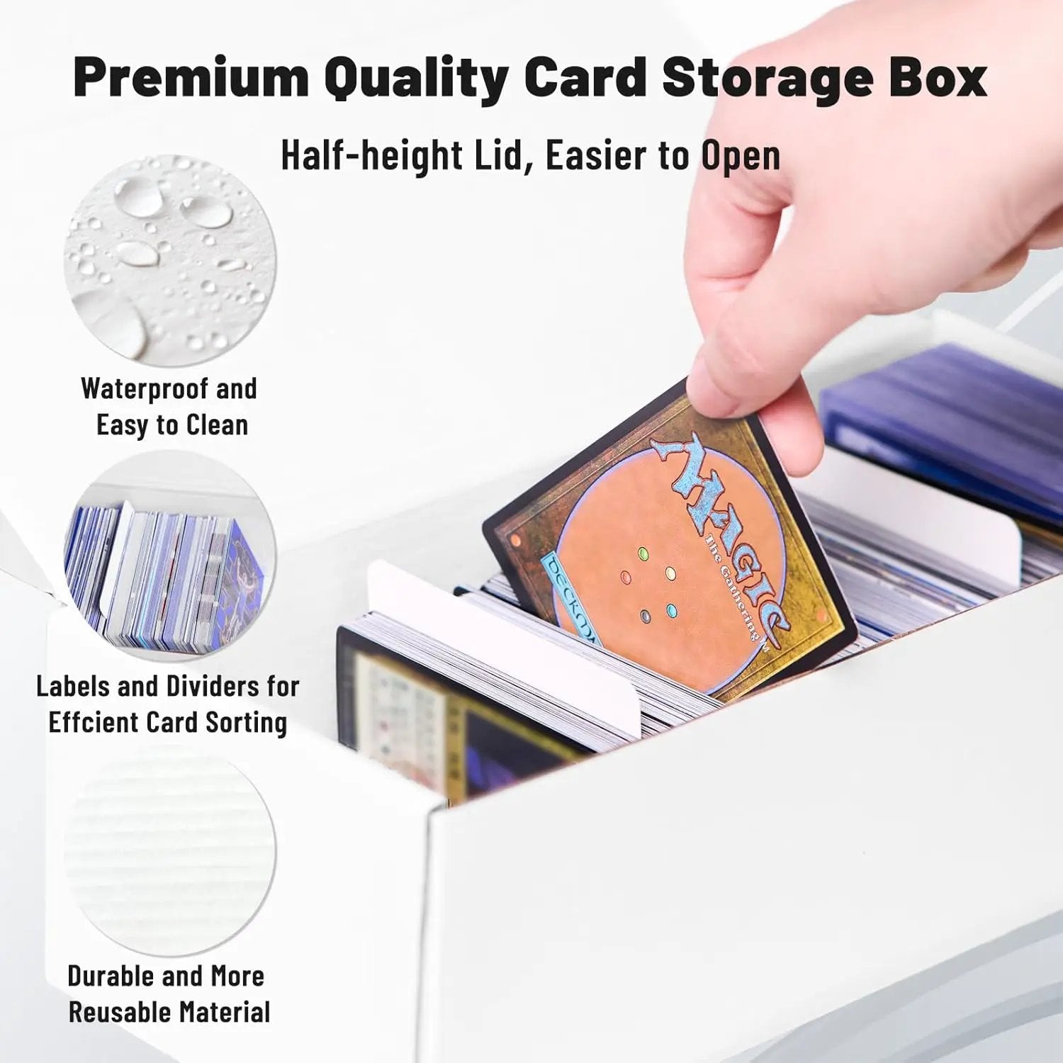 NUMINA 4 Pack 600 Card Storage Box Organizer for Trading Card Collection, Heavy Duty Sports Cardboard Box, Trading Gaming Cards Collection Box with Adjustable Dividers by GreenHaven Gardens