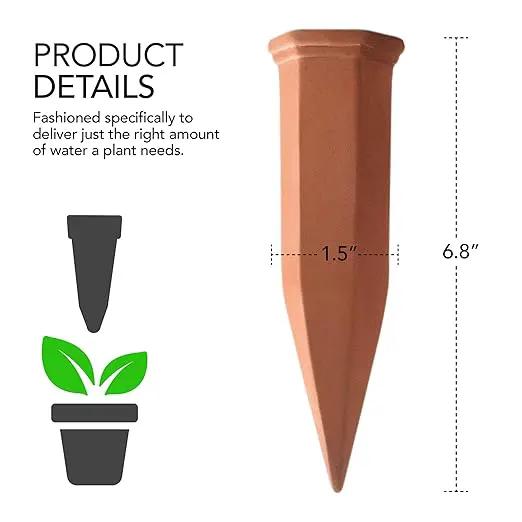 Plant Self-Watering Stakes for Indoor Outdoor Plants (4 Count) Terracotta Plant Watering Spikes for Recycled Wine Bottles to Water Plant at Home or on Vacation - Automatic Irrigation System for Plants by GreenHaven Gardens