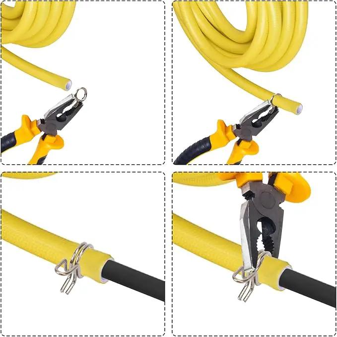 1/4 Tubing Clamp, 1/4"Double Wire Spring Hose Clamp, Irrigation Hose Clamp, Hose Tubing Clamps, 100 Double Line Hose Tube Spring Clamp, Irrigation Kit Connector Clamp, Metal Water Hose Clamps by GreenHaven Gardens
