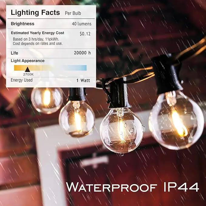 Outdoor String Lights 100FT Globe String Lights with 52 Dimmable G40 Shatterproof LED Bulbs,Waterproof Connectable Patio Light String Lights for Backyard Hanging Lights,2700K Warm Glow by GreenHaven Gardens