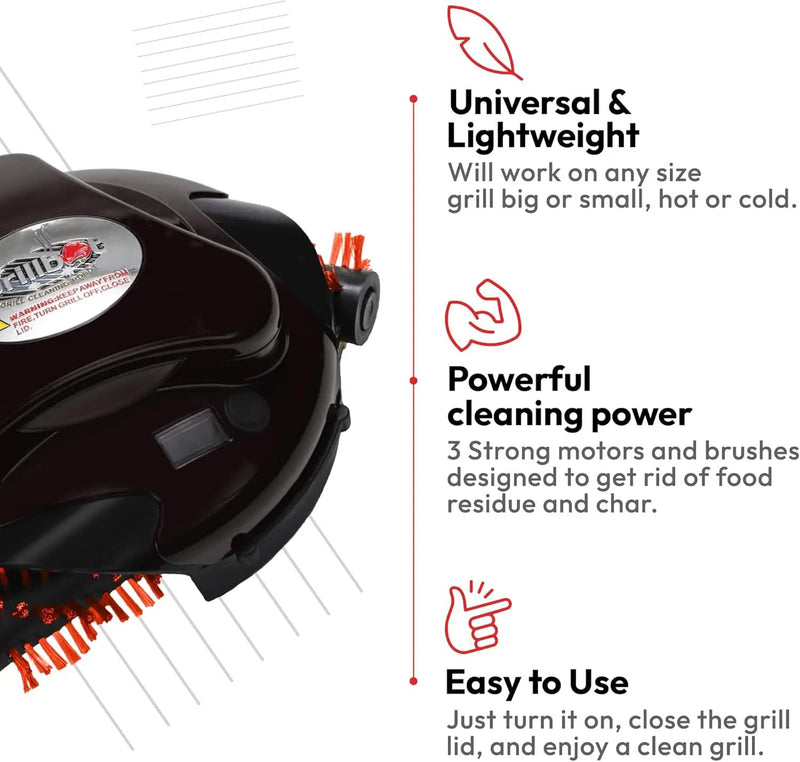Grillbot Automatic Grill Cleaning Robot with Nylon Brushes, BBQ Grill Cleaner, Grill Brush, Grill Scraper, BBQ Accessories (Black Grillbot + Carry Case) by GreenHaven Gardens