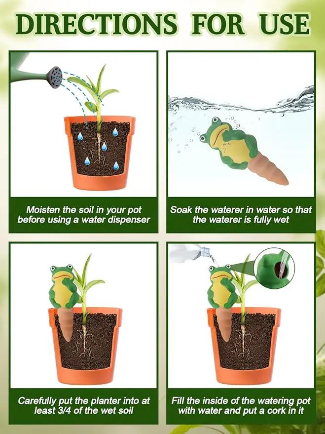 4Pcs Plant Watering Globes, Kalolary Frog Shape Self Watering Spikes Terracotta Drip Water Stakes Irrigation Watering Bulbs for Pot, Indoor, Outdoor, Vacation（Frog B） by GreenHaven Gardens