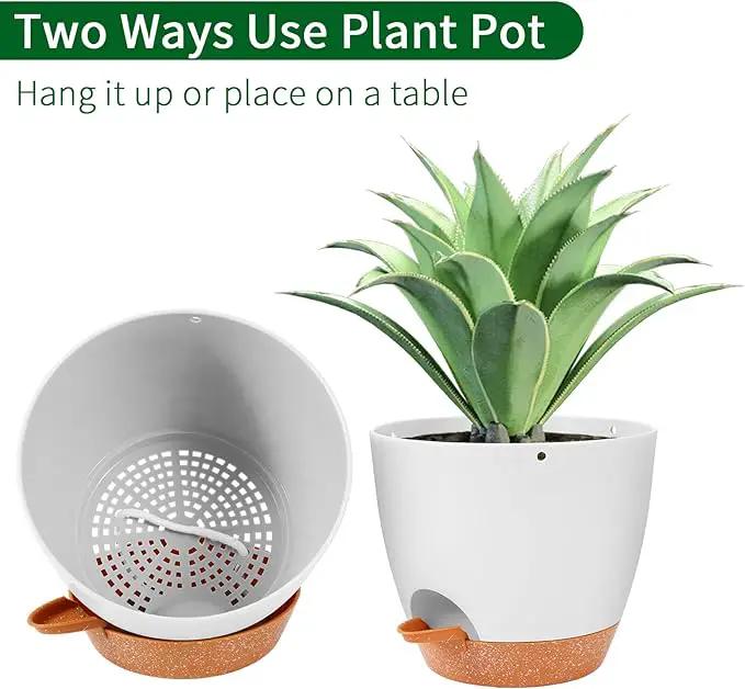 GARDIFE Hanging Planter, 8 inch Hanging planters for Indoor. Outdoor Plants, Self Watering Plant Pot, 2 Pack Large self Watering Hanging Planter (8-White, 8 inch) by GreenHaven Gardens