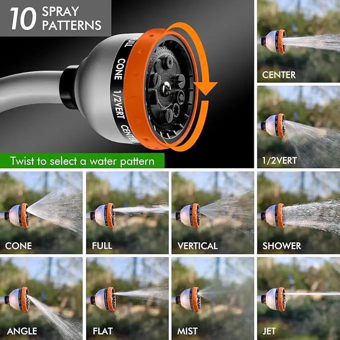 RESTMO Watering Wand Heavy Duty, Metal Garden Hose Wand with 10 Spray Patterns, 15-Inch Long Hose Nozzle Sprayer with Thumb Flow Control, Ideal to Water Hanging Baskets and Shrubs, Orange by GreenHaven Gardens