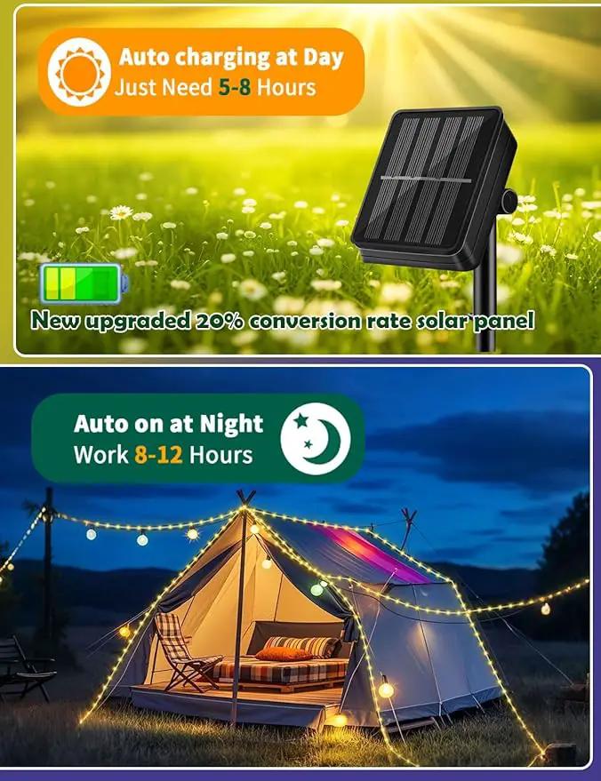 Solar Rope Light Waterproof IP65 39FT 100LEDs Outdoor LED ‎Solar Outdoor Lights for Party Garden Yard Home Wedding Christmas Halloween Holiday Tree Decoration Lighting by GreenHaven Gardens