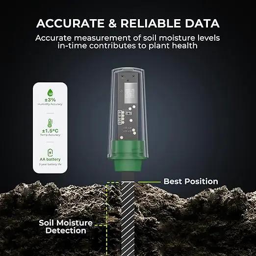 THIRDREALITY Smart Soil Moisture Sensor 2Pack,Zigbee hub Needed,Capacitive Probe,Moisture/Temperature Meter for Garden Planting,Compatible with Homey,Hubitat, SmartThings,Home Assistant by GreenHaven Gardens