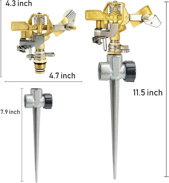 Hourleey 2 Pack Impact Lawn Sprinklers for Yard, Heavy Duty Water Sprinkler Head with Aluminum Alloy Spike Base, Adjustable Pulsating Sprinkler for Large Area Lawn Patio Garden by GreenHaven Gardens
