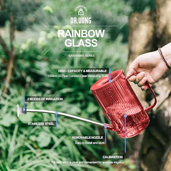 Small Watering Can Indoor Plants with Long Spout (1L, Red) by GreenHaven Gardens