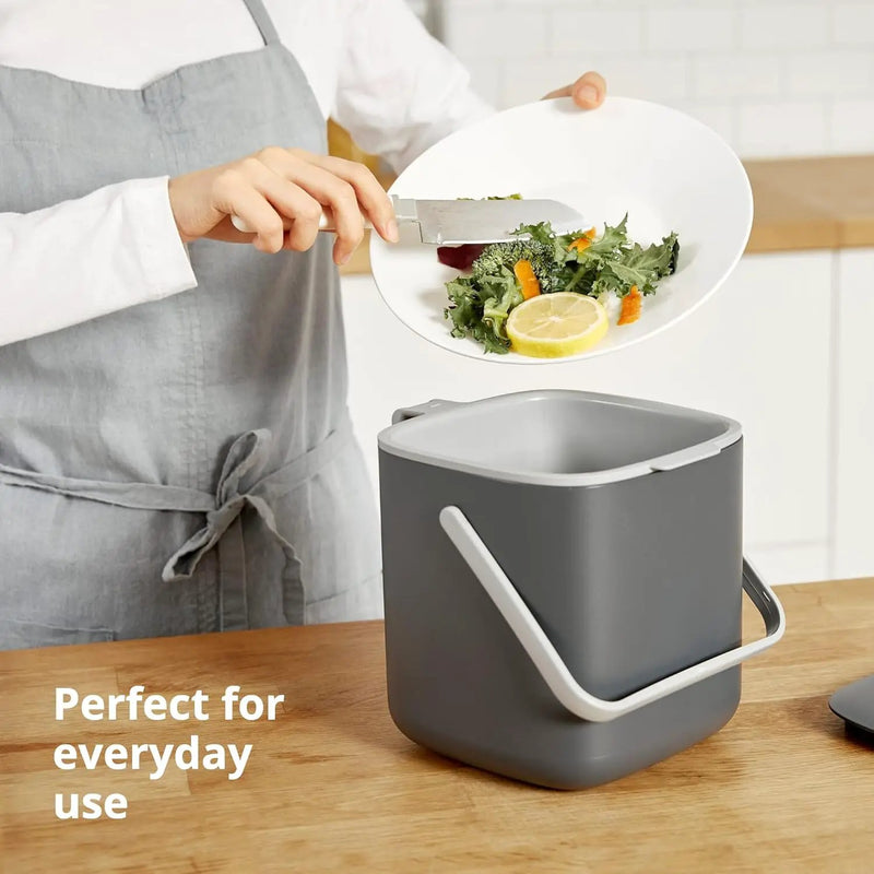 BLUE GINKGO Kitchen Compost Bin [2.6L / 0.69 GAL] – Filter-Free, Odor-Tight Countertop Food Waste Pail with Handles (Made in Korea, Green) by GreenHaven Gardens