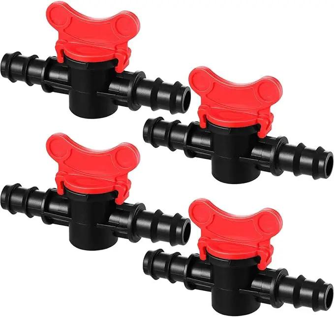 Drip Irrigation Switch Valve Gate Valves for 1/2 Inch Double Male Barbed Valve (4) by GreenHaven Gardens