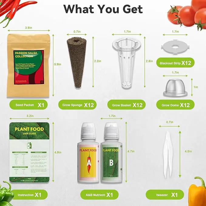 inbloom Pepper Seed Pod Kit for AeroGarden, iDOO, Ahopegarden, MUFGA Hydroponic Growing System, 12-Pod, 350+ Seeds include Cucumber,Red Chili Pepper,Green&Yellow Pepper,Purple Pepper,Red&Golden Tomato by GreenHaven Gardens