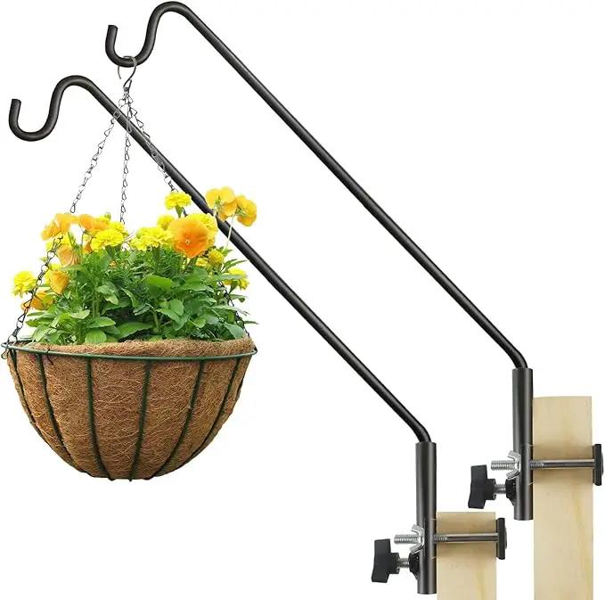 ERYTLLY 2 Packs Extended Rail Hook Fence Deck Bird Feeder Hook 360 Degree Rotary and Length Adjustable Plant Bracket for Feeders, Planters, Suet Baskets, Lanterns, Wind Chimes and More by GreenHaven Gardens