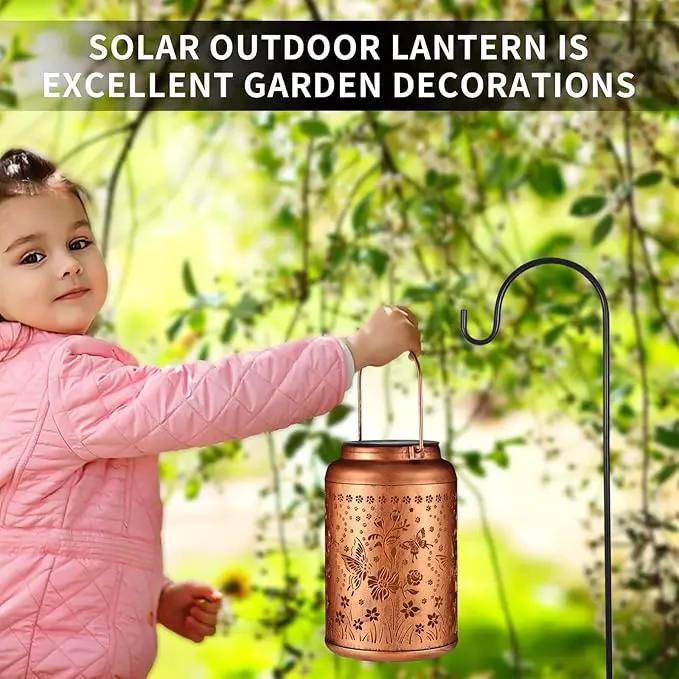 Solar Lanterns Outdoor Waterproof Hummingbird Garden Decor Christmas Gifts for Women Mom Grandma Hanging Lights Metal Solar Decoration Outside for Yard, Patio,Backyard,Porch(Butterfly and Sunflower) by GreenHaven Gardens