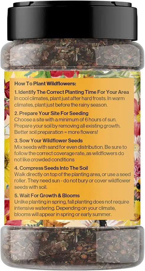 Mini Wildflower Seed Shaker - Save The Bees Seed Mix, by GevaGrow | 80,000+ Seeds | Pollinator & Bee Attracting Flower Seeds Bulk for Planting in Pots & Outdoor Gardens | 2 Ounce by GreenHaven Gardens