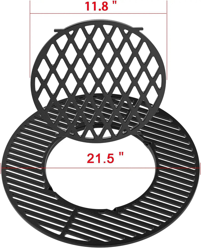 onlyfire Cast Iron Grill Grate Replacement Gourmet BBQ System for Weber 22inch Kettle Charcoal Grills by GreenHaven Gardens