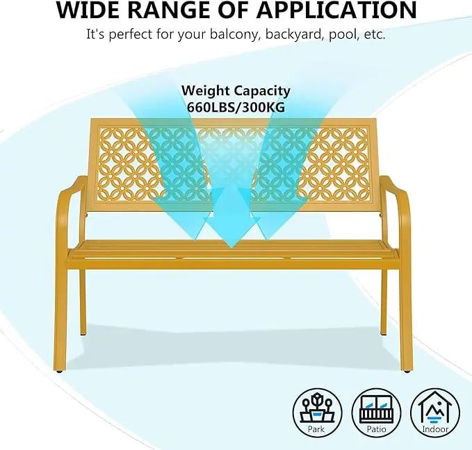 Grand patio 50" Outdoor Bench Garden Bench with Armrests Bench for Outdoors Lawn Yard Porch Sunflower Yellow by GreenHaven Gardens