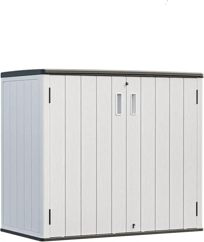 HOMSPARK 37 Cu.Ft Outdoor Storage Shed Weather Resistant, Resin Storage Sheds & Outdoor Storage Box for Backyard Garden Patio Lawn, Multi functional | Double-wall Shed with Lockable Doors,(Light Gray) by GreenHaven Gardens