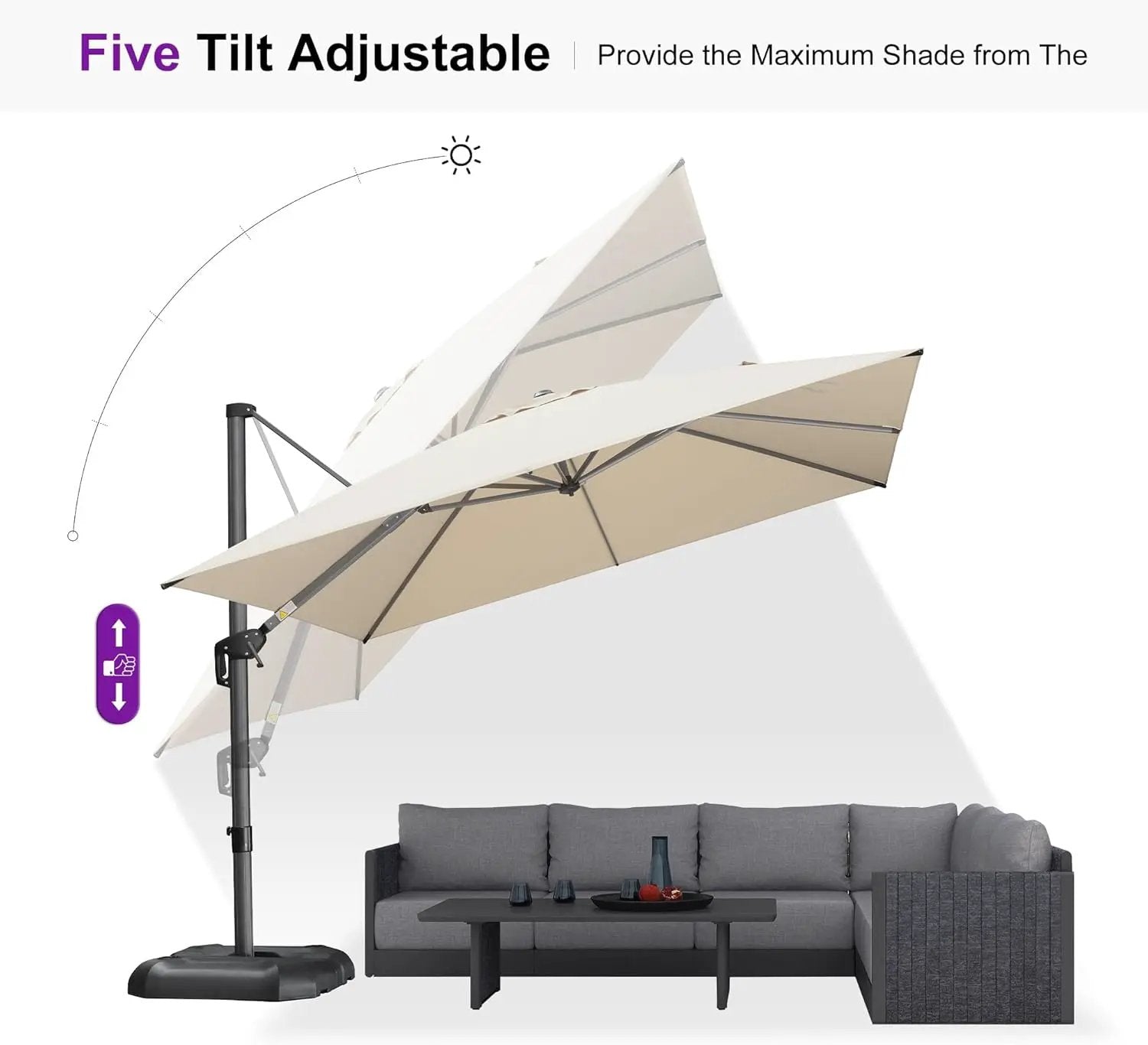 PURPLE LEAF 10 Feet Patio Umbrella Outdoor Cantilever Square Umbrella Aluminum Offset Umbrella with 360-degree Rotation for Garden Deck Pool Patio, Beige by GreenHaven Gardens