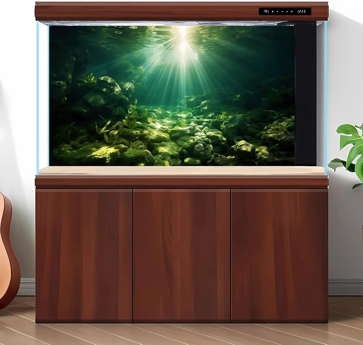 Underwater Sunray Aquarium Background Deep Ocean Rock Cave Fish Tank Background Under The Sea Coral Reef Aquarium Backgrounds Ocean Floor Tropical Fish Terrarium Backgrounds 30x18in by GreenHaven Gardens