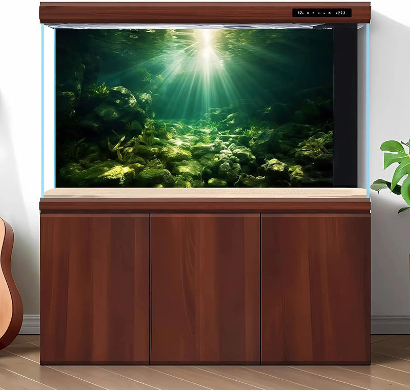 Underwater Sunray Aquarium Background Deep Ocean Rock Cave Fish Tank Background Under The Sea Coral Reef Aquarium Backgrounds Ocean Floor Tropical Fish Terrarium Backgrounds 72x24in by GreenHaven Gardens