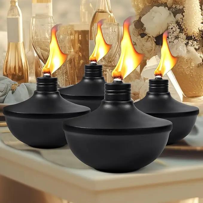 4-Pack Upgraded Tabletop Torches, 24 oz Citronella Torch Lights, Refillable Torch with Wicks, Covers, and Funnel Included - Ideal for Garden, Patio, Deck, Yard, Party, Landscape by GreenHaven Gardens