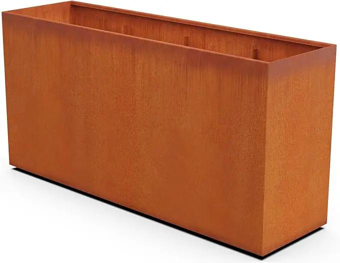Corten Steel Planter Rectangle Outdoor Metal Garden Box Heavy Duty | Made in USA | Fully Assembled by GreenHaven Gardens