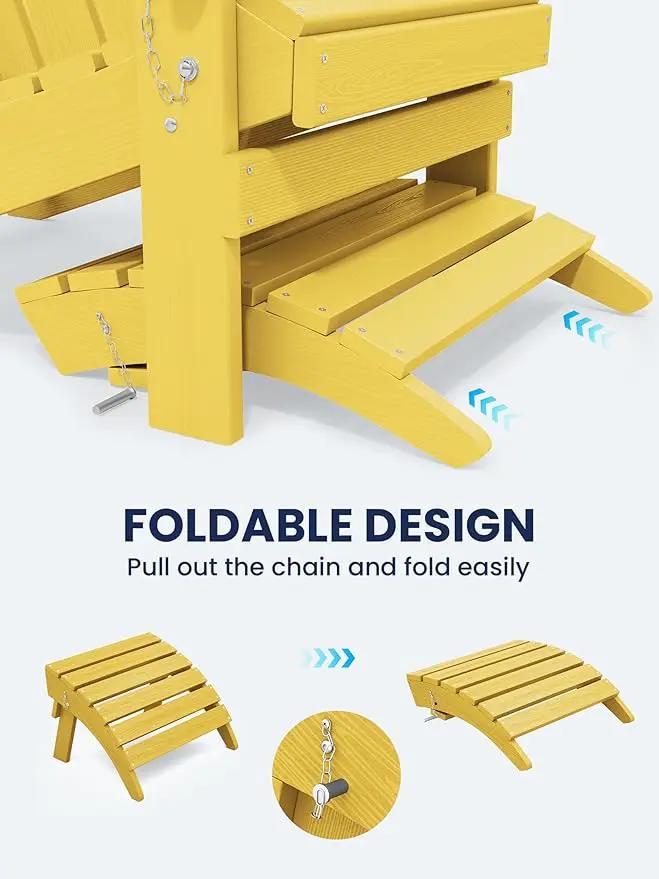 KINGYES Folding Adirondack Ottoman for Adirondack Chair, Yellow by GreenHaven Gardens