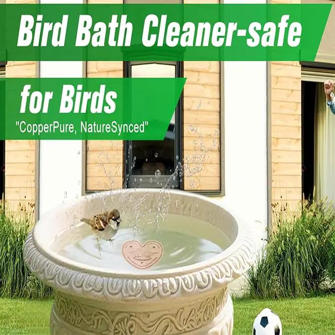 1-Pack 99.99% Pure Copper Bird Bath Purification Disk,Copper Disc with Stable Triple-Point Support,Fits All Outdoor Bird Baths(Heart-Shaped) by GreenHaven Gardens