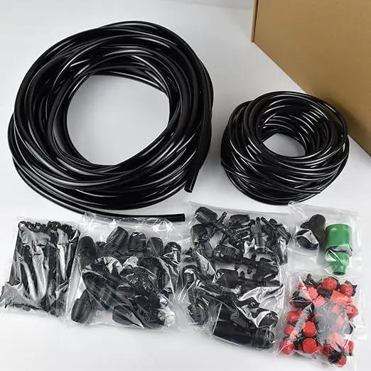 Adjustable Drip Irrigation System for Garden,Lawn Patio, Raised Beds - Automatic Irrigation Kits and Drip Emitters with 1/2" and 1/4" Irrigation Tubing (49FT + 49FT) by GreenHaven Gardens